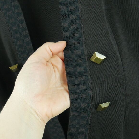 Ming Wang Womens XS Open Cardigan Career Jacket Chocolate Brown Gold Buttons - Picture 5 of 7